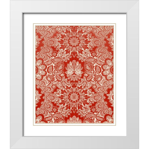 Baroque Tapestry in Red II White Modern Wood Framed Art Print with Double Matting by Vision Studio