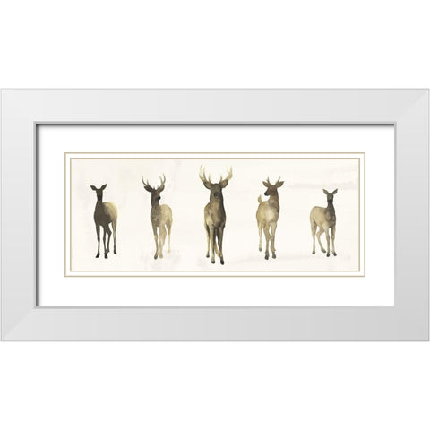 Deer Herd I White Modern Wood Framed Art Print with Double Matting by Popp, Grace