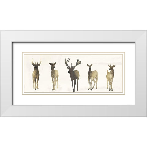 Deer Herd II White Modern Wood Framed Art Print with Double Matting by Popp, Grace