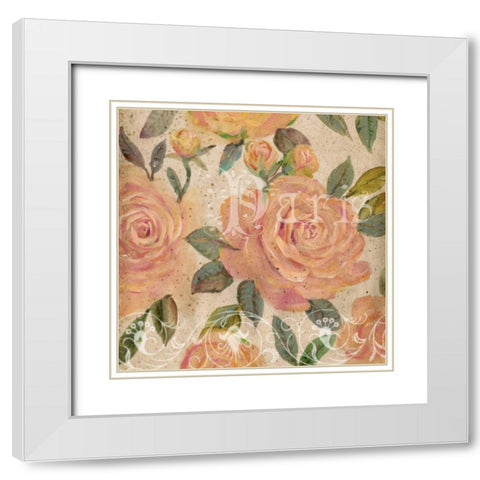 Vintage Painterly Roses I White Modern Wood Framed Art Print with Double Matting by OToole, Tim