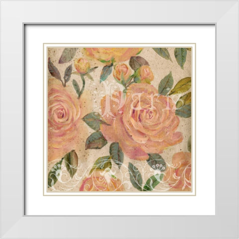 Vintage Painterly Roses I White Modern Wood Framed Art Print with Double Matting by OToole, Tim