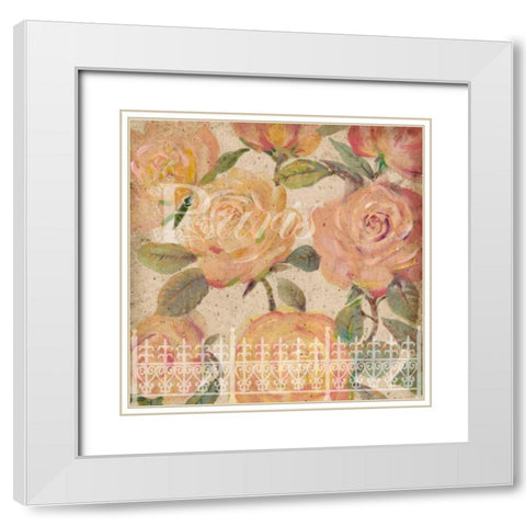 Vintage Painterly Roses II White Modern Wood Framed Art Print with Double Matting by OToole, Tim