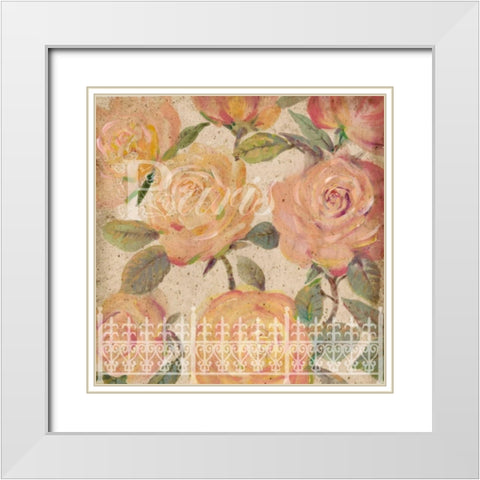 Vintage Painterly Roses II White Modern Wood Framed Art Print with Double Matting by OToole, Tim