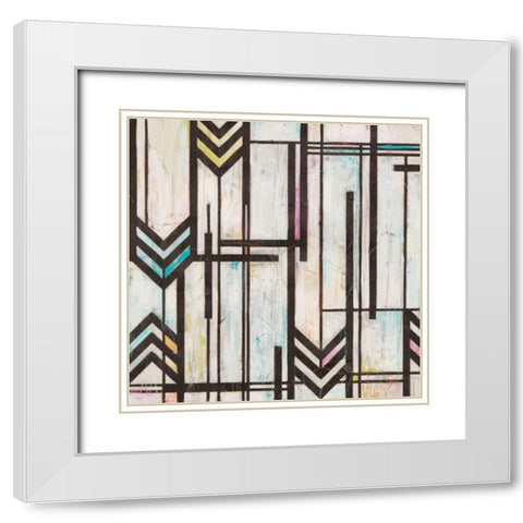 Deco Abstraction I White Modern Wood Framed Art Print with Double Matting by Vess, June Erica