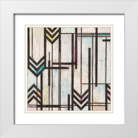 Deco Abstraction I White Modern Wood Framed Art Print with Double Matting by Vess, June Erica