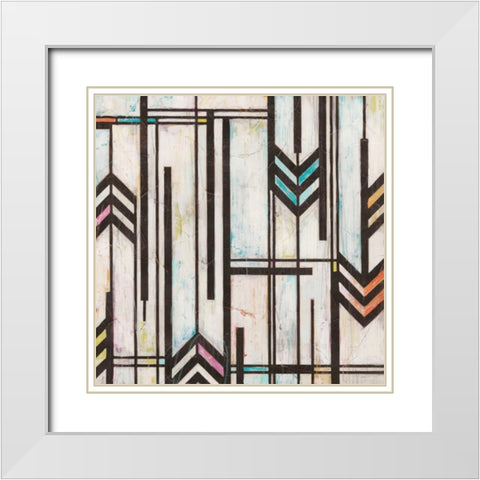 Deco Abstraction II White Modern Wood Framed Art Print with Double Matting by Vess, June Erica