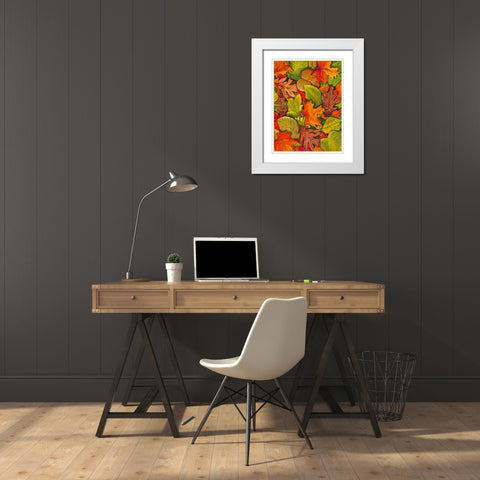 Fallen Leaves I White Modern Wood Framed Art Print with Double Matting by OToole, Tim