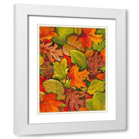 Fallen Leaves I White Modern Wood Framed Art Print with Double Matting by OToole, Tim