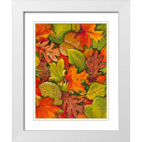 Fallen Leaves I White Modern Wood Framed Art Print with Double Matting by OToole, Tim