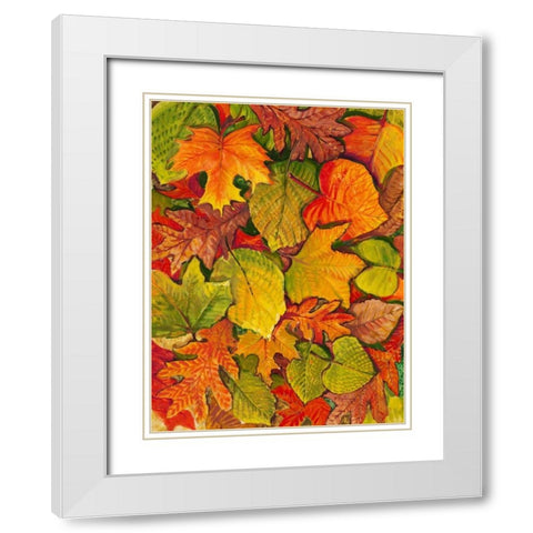 Fallen Leaves II White Modern Wood Framed Art Print with Double Matting by OToole, Tim