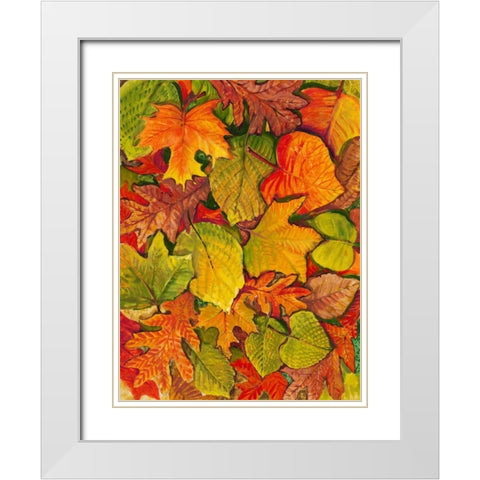 Fallen Leaves II White Modern Wood Framed Art Print with Double Matting by OToole, Tim