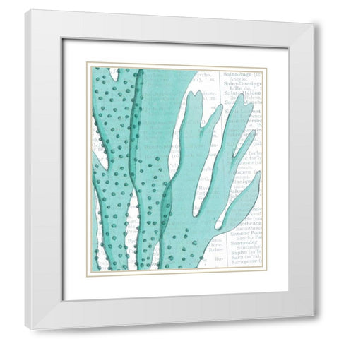 Aqua Marine V White Modern Wood Framed Art Print with Double Matting by Hambly, Anna