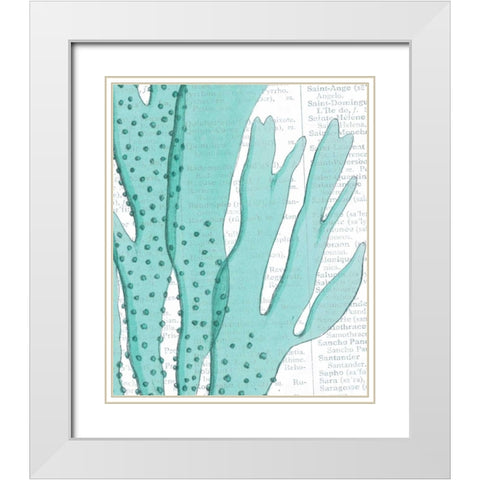 Aqua Marine V White Modern Wood Framed Art Print with Double Matting by Hambly, Anna