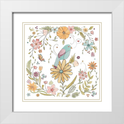 Happy Garden I White Modern Wood Framed Art Print with Double Matting by Vess, June Erica