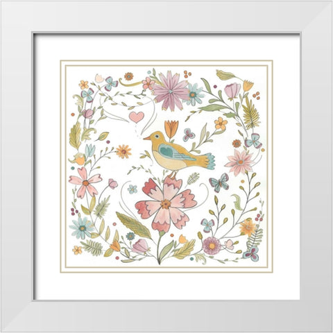 Happy Garden II White Modern Wood Framed Art Print with Double Matting by Vess, June Erica