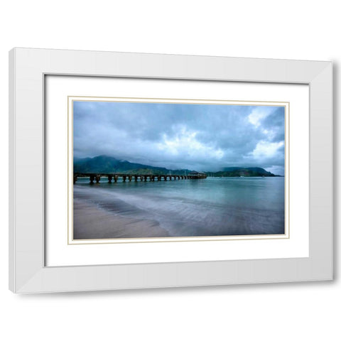 Hanalei Daybreak White Modern Wood Framed Art Print with Double Matting by Head, Danny