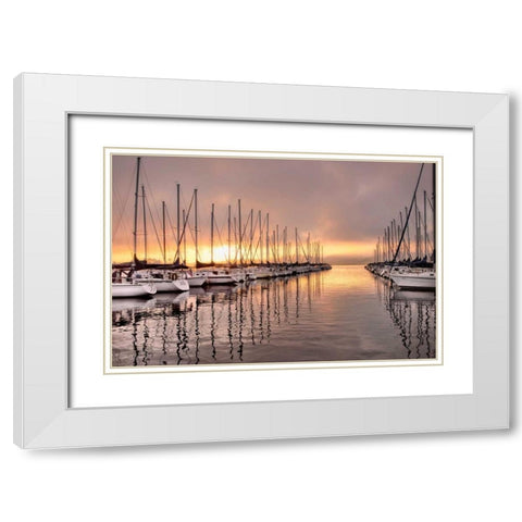 At First Light White Modern Wood Framed Art Print with Double Matting by Head, Danny