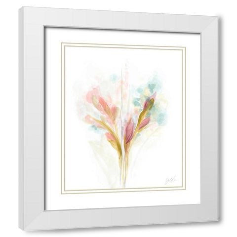 Floral Trace I White Modern Wood Framed Art Print with Double Matting by Vess, June Erica