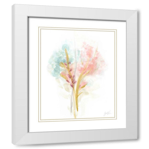 Floral Trace II White Modern Wood Framed Art Print with Double Matting by Vess, June Erica