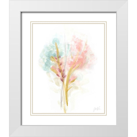 Floral Trace II White Modern Wood Framed Art Print with Double Matting by Vess, June Erica