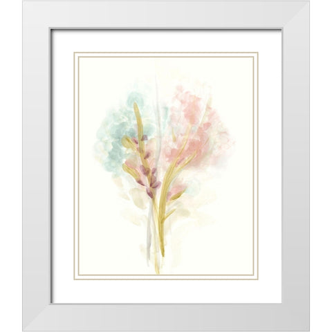 Floral Trace II White Modern Wood Framed Art Print with Double Matting by Vess, June Erica