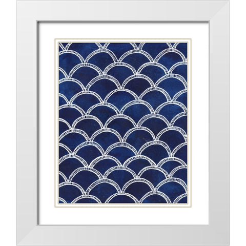 Indigo Pattern II White Modern Wood Framed Art Print with Double Matting by Popp, Grace