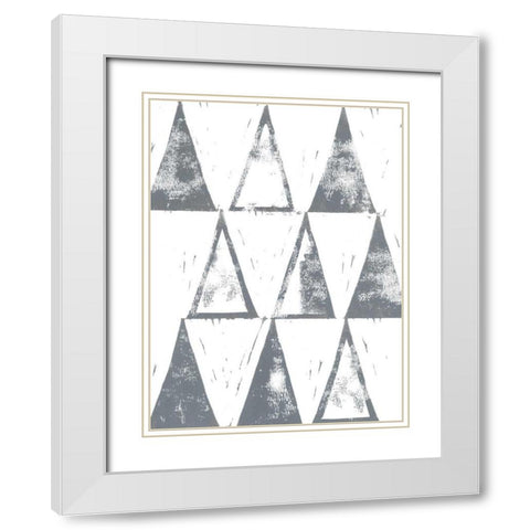 Triangle Block Print II White Modern Wood Framed Art Print with Double Matting by Popp, Grace