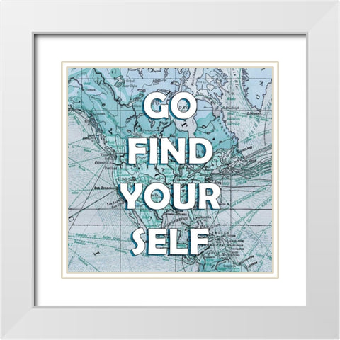 Map Words I White Modern Wood Framed Art Print with Double Matting by Studio W