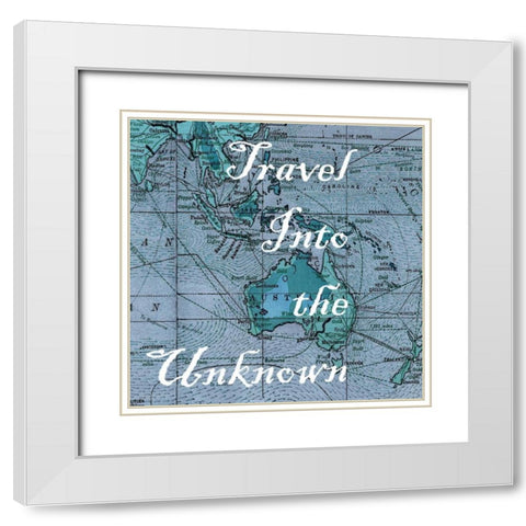 Map Words III White Modern Wood Framed Art Print with Double Matting by Studio W