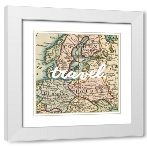 Map Words IV White Modern Wood Framed Art Print with Double Matting by Studio W