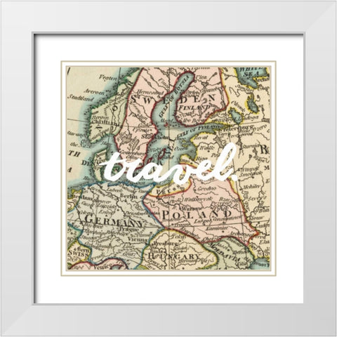 Map Words IV White Modern Wood Framed Art Print with Double Matting by Studio W
