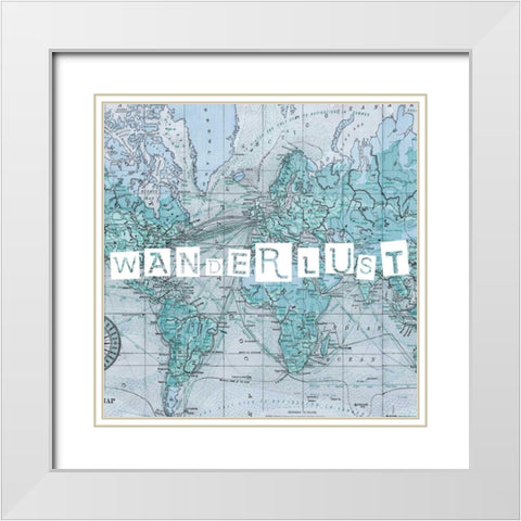 Map Words V White Modern Wood Framed Art Print with Double Matting by Studio W