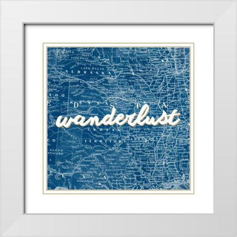 Map Words VII White Modern Wood Framed Art Print with Double Matting by Studio W