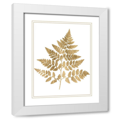 Graphic Gold Fern I White Modern Wood Framed Art Print with Double Matting by Studio W