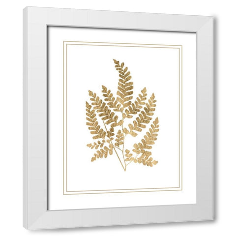 Graphic Gold Fern II White Modern Wood Framed Art Print with Double Matting by Studio W