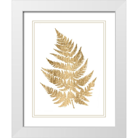 Graphic Gold Fern IV White Modern Wood Framed Art Print with Double Matting by Studio W