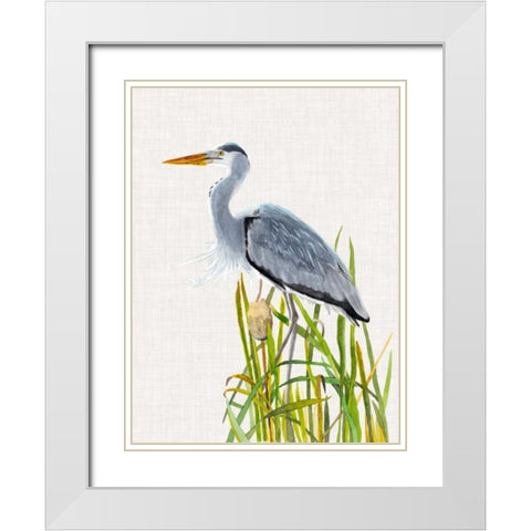 Waterbirds and Cattails II White Modern Wood Framed Art Print with Double Matting by McCavitt, Naomi
