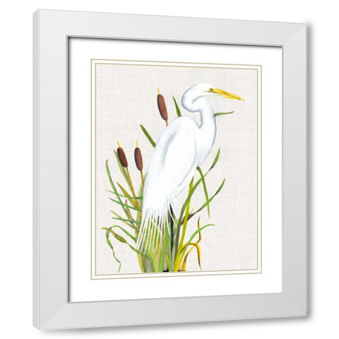 Waterbirds and Cattails III White Modern Wood Framed Art Print with Double Matting by McCavitt, Naomi