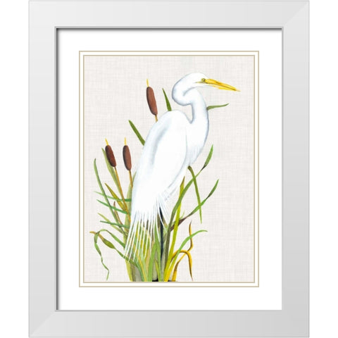 Waterbirds and Cattails III White Modern Wood Framed Art Print with Double Matting by McCavitt, Naomi