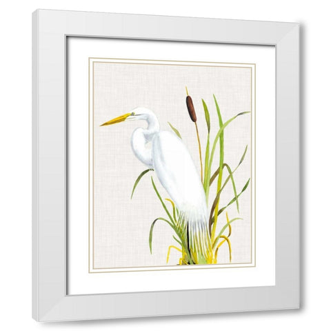 Waterbirds and Cattails IV White Modern Wood Framed Art Print with Double Matting by McCavitt, Naomi