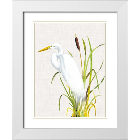 Waterbirds and Cattails IV White Modern Wood Framed Art Print with Double Matting by McCavitt, Naomi