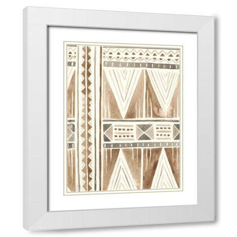 Tribal Impressions I White Modern Wood Framed Art Print with Double Matting by Vess, June Erica