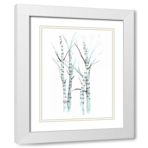 Aquarelle Birches I White Modern Wood Framed Art Print with Double Matting by Popp, Grace
