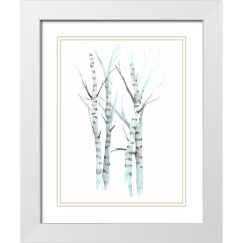 Aquarelle Birches I White Modern Wood Framed Art Print with Double Matting by Popp, Grace