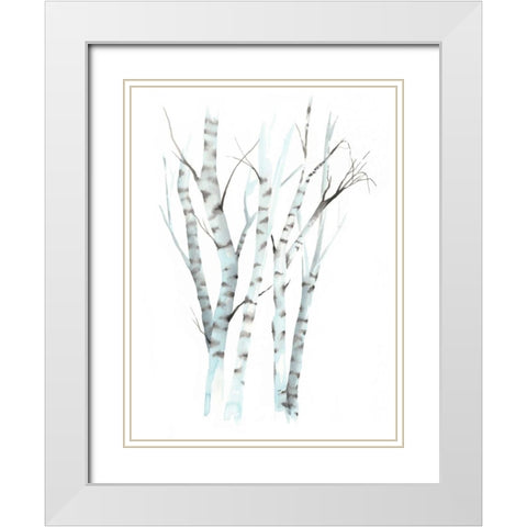 Aquarelle Birches II White Modern Wood Framed Art Print with Double Matting by Popp, Grace