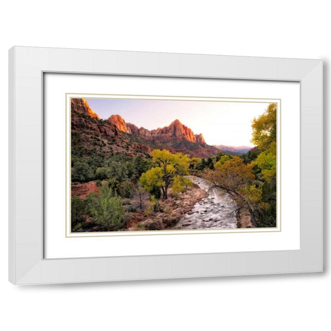Sunset on the Watchman I White Modern Wood Framed Art Print with Double Matting by Head, Danny