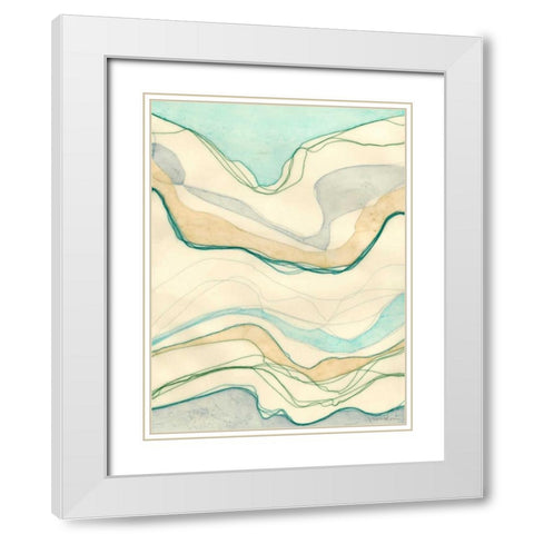Ocean Cascade I White Modern Wood Framed Art Print with Double Matting by Lam, Vanna