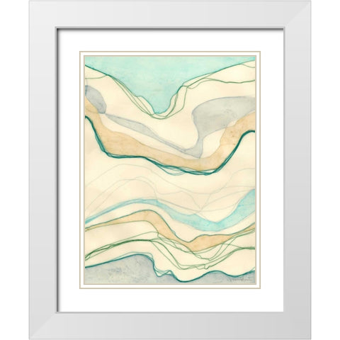 Ocean Cascade I White Modern Wood Framed Art Print with Double Matting by Lam, Vanna