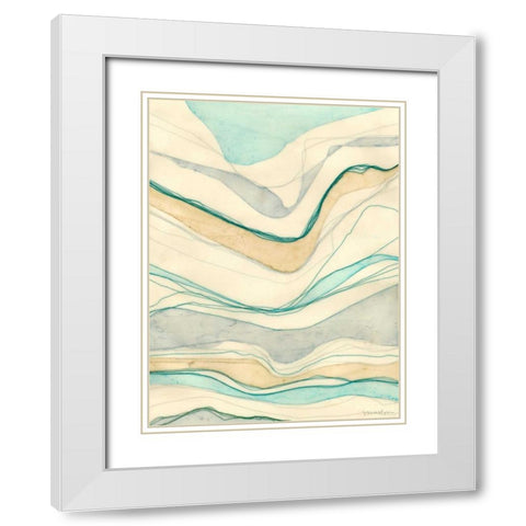 Ocean Cascade II White Modern Wood Framed Art Print with Double Matting by Lam, Vanna