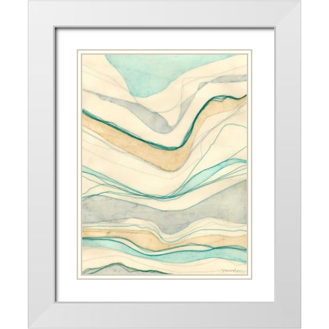 Ocean Cascade II White Modern Wood Framed Art Print with Double Matting by Lam, Vanna